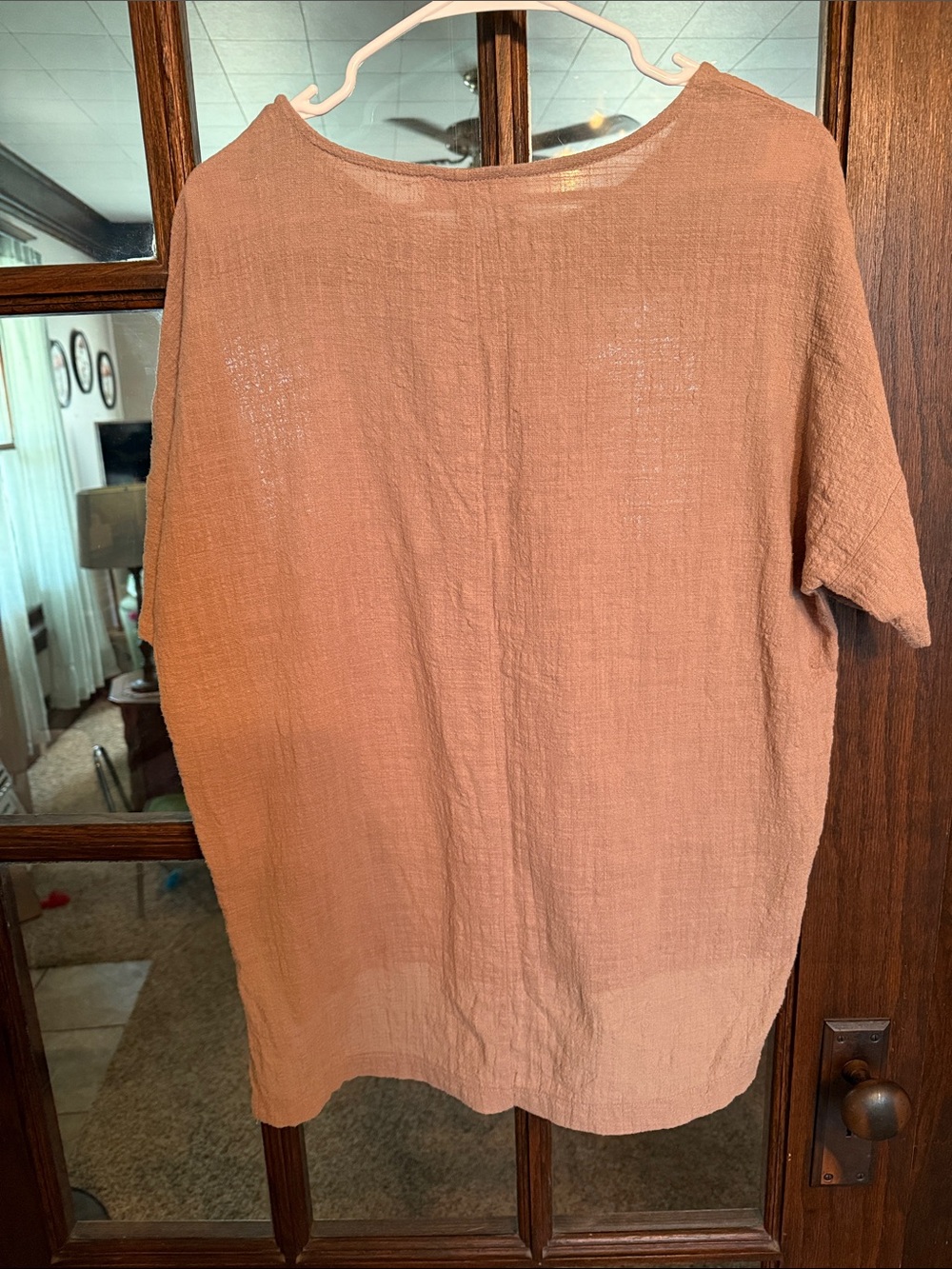 Zenana Womens Mauve Cotton Gauze Short Sleeve Relaxed Scoop Neck Top QT-1043AB - Picture 5 of 5